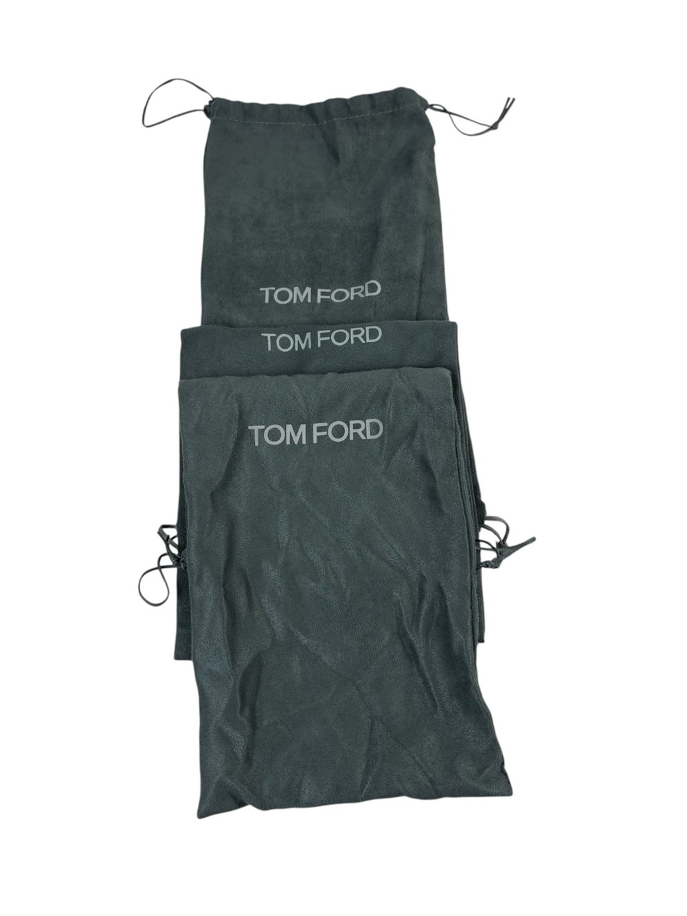 Tom Ford Lot 3 Gray Faux Suede Protective Shoe Storage Dust Bag Covers 6.75X13”